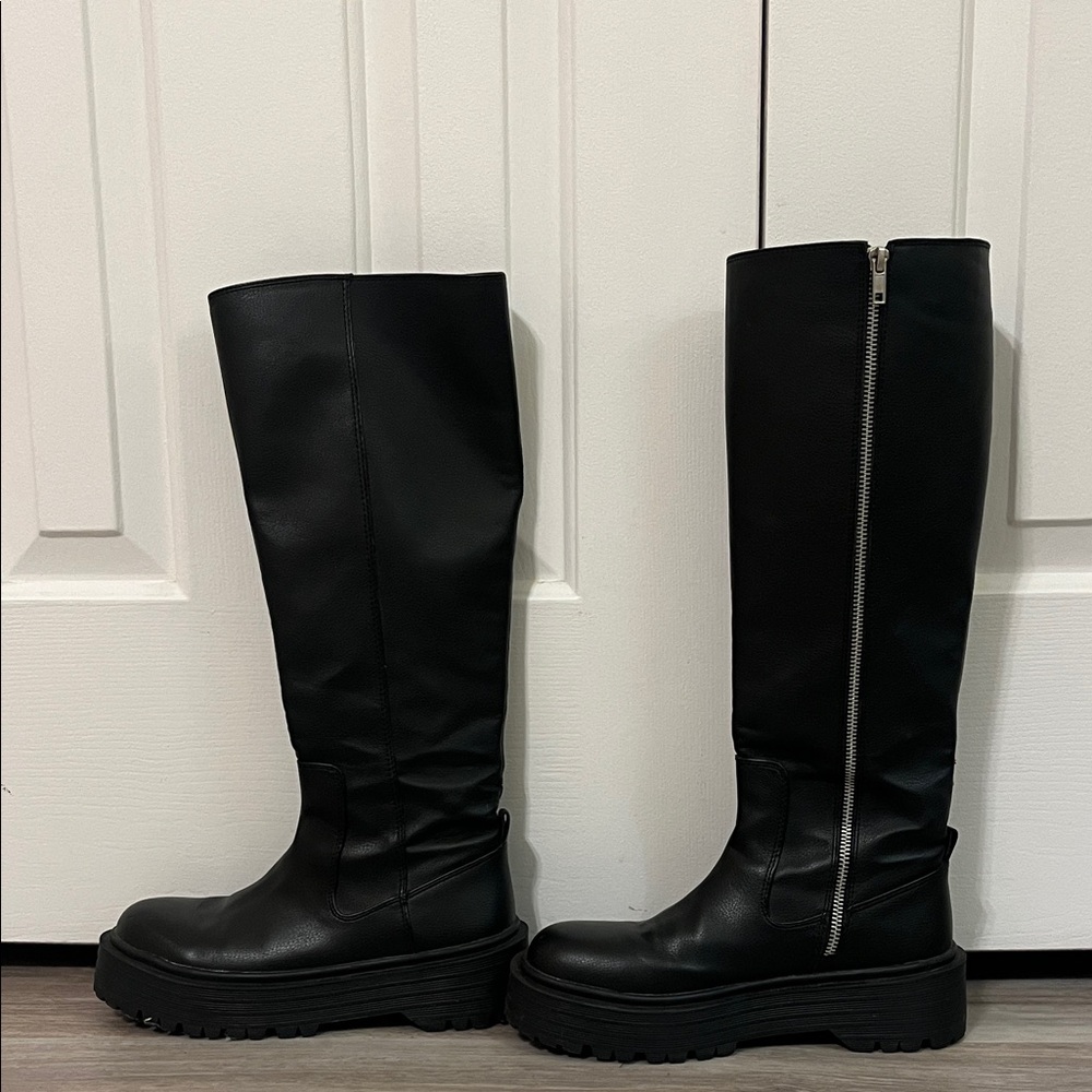 Pull&Bear Black Over the Knee Boots